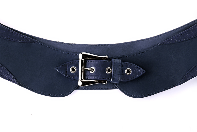 Navy blue women's dress belt, matching pumps and bags. Made to measure - Florence KOOIJMAN